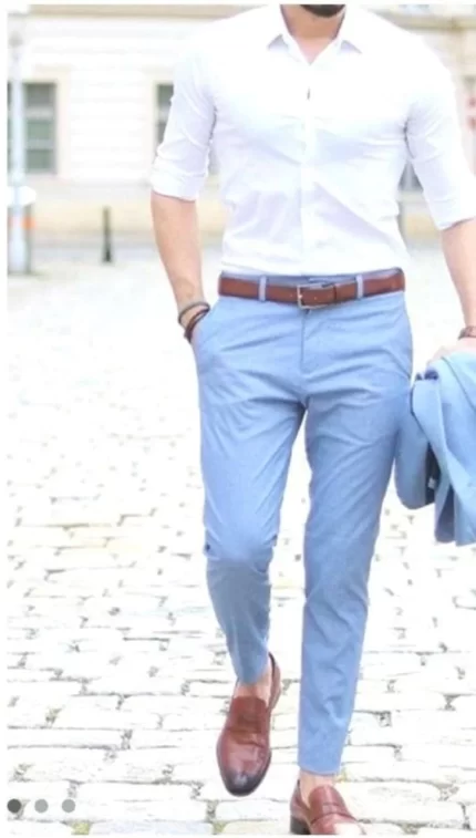 White shirt Blue trouser formal Combo